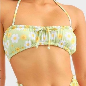 Blackbough Light Green Daisy Print Bandeau Bikini Top